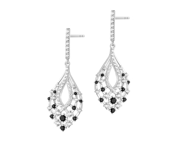 Rhodium Plated Silver Earrings with Cubic Zirconia