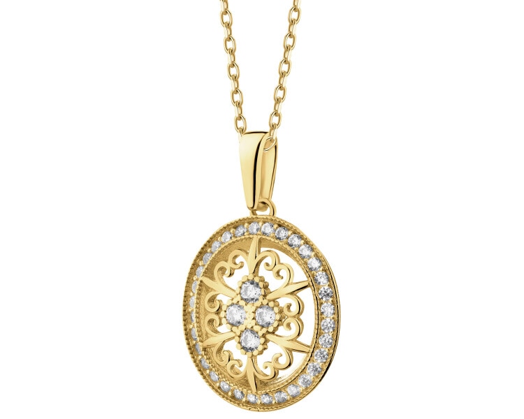 8 K Yellow Gold Pendant with Cubic Zirconia