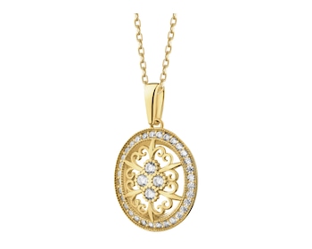 8 K Yellow Gold Pendant with Cubic Zirconia