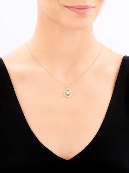 8 K Yellow Gold Pendant with Cubic Zirconia