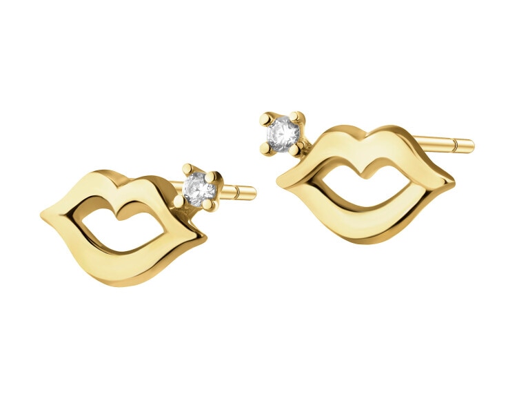 9 K Yellow Gold Earrings with Cubic Zirconia