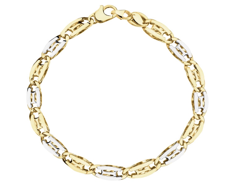 14 K Rhodium-Plated Yellow Gold Bracelet 