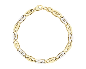 14 K Rhodium-Plated Yellow Gold Bracelet 