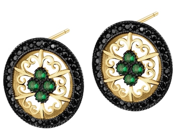 585 Yellow Gold/Black Rhodium Earrings with Cubic Zirconia