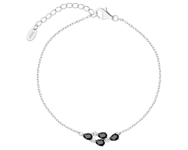 Rhodium Plated Silver Bracelet with Cubic Zirconia