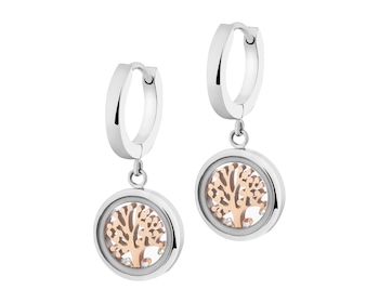 Stainless Steel Dangling Earring with Cubic Zirconia