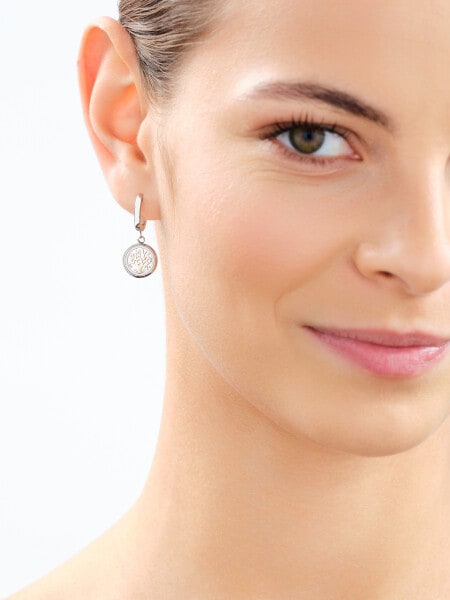 Stainless Steel Dangling Earring with Cubic Zirconia