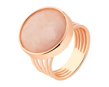 Gold-Plated Brass Ring with Quartz