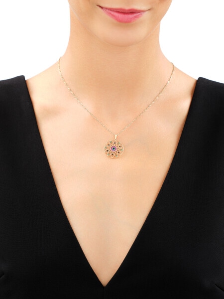 585 Yellow Gold/Black Rhodium Pendant with Cubic Zirconia