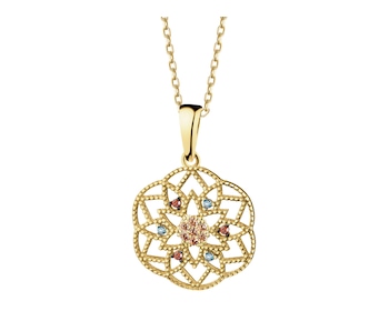 585 Yellow Gold/Black Rhodium Pendant with Cubic Zirconia