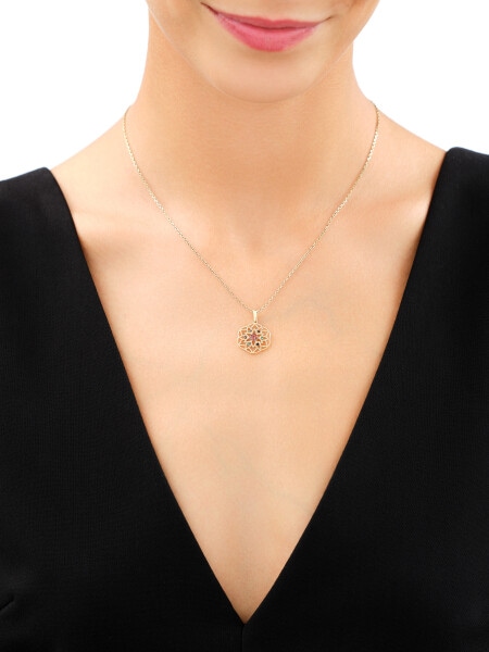 375 Yellow Gold/Black Rhodium Pendant with Cubic Zirconia