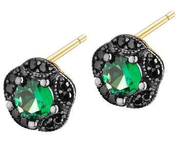 333 Yellow Gold/Black Rhodium Earrings with Cubic Zirconia