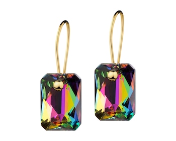 8 K Yellow Gold Dangling Earring with Synthetic Crystal