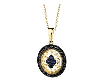 333 Yellow Gold/Black Rhodium Pendant with Cubic Zirconia