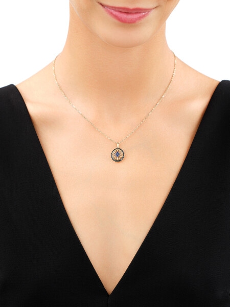 333 Yellow Gold/Black Rhodium Pendant with Cubic Zirconia