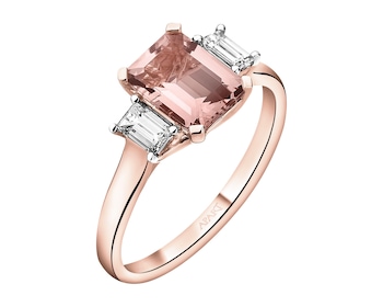 14 K Rhodium Plated Rose Gold Ring  - fineness 14 K