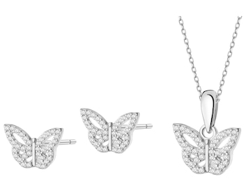 Rhodium Plated Silver Set with Cubic Zirconia