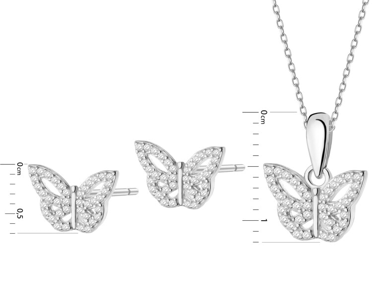 Rhodium Plated Silver Set with Cubic Zirconia
