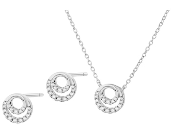 Rhodium Plated Silver Set with Cubic Zirconia