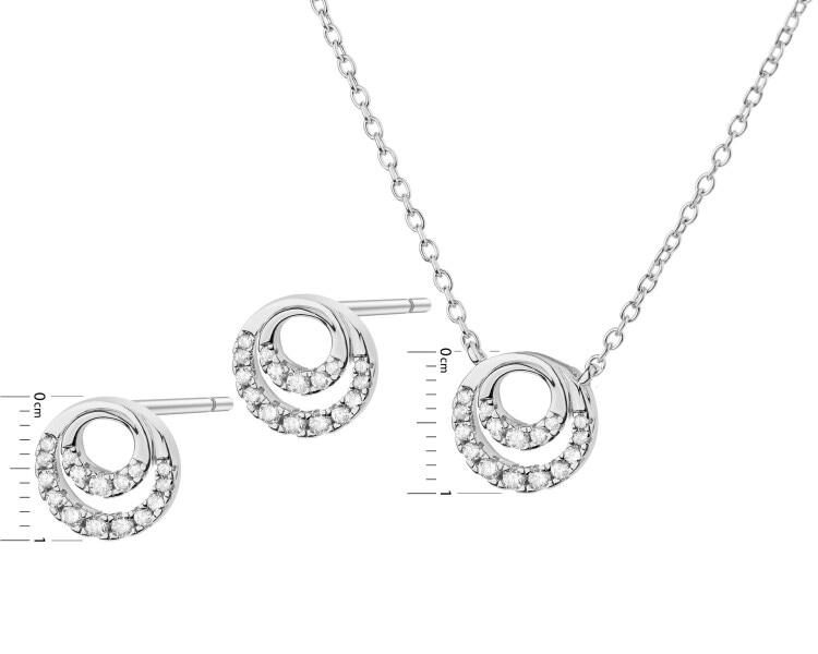 Rhodium Plated Silver Set with Cubic Zirconia