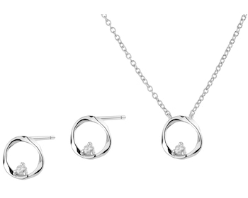 Rhodium Plated Silver Set with Cubic Zirconia