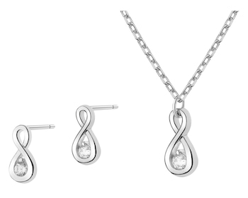 Rhodium Plated Silver Set with Cubic Zirconia