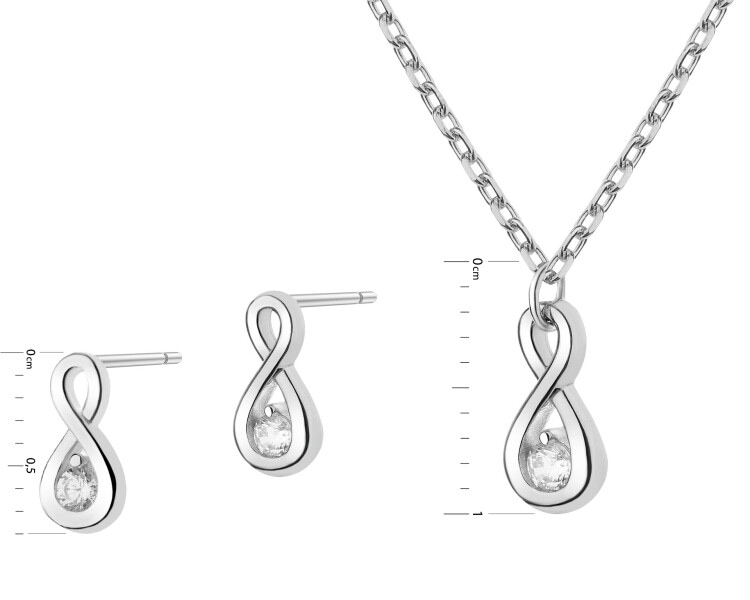 Rhodium Plated Silver Set with Cubic Zirconia
