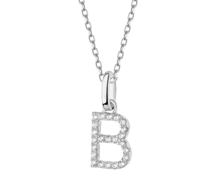 Rhodium Plated Silver Pendant with Cubic Zirconia