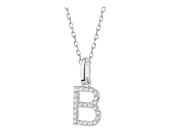 Rhodium Plated Silver Pendant with Cubic Zirconia