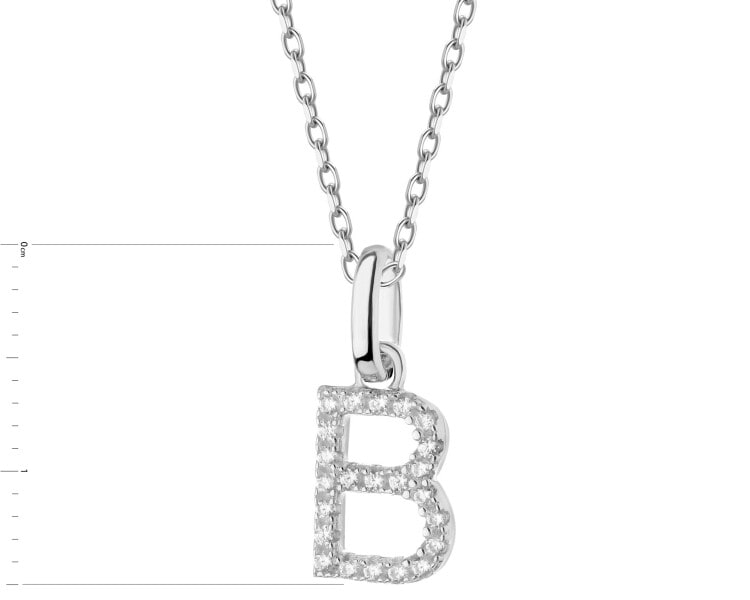 Rhodium Plated Silver Pendant with Cubic Zirconia