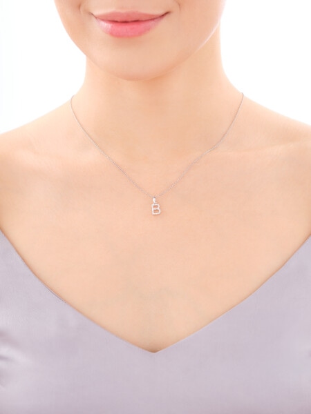 Rhodium Plated Silver Pendant with Cubic Zirconia