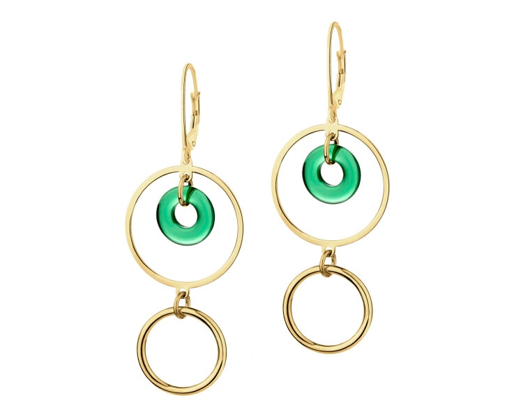 Gold-Plated Silver Dangling Earring with Glass