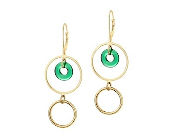 Gold-Plated Silver Dangling Earring with Glass