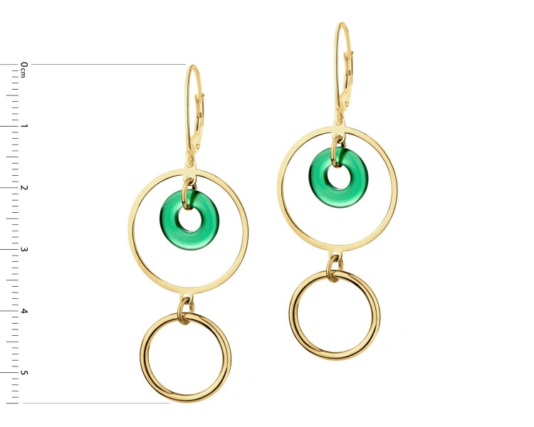 Gold-Plated Silver Dangling Earring with Glass