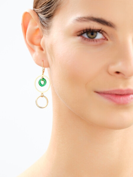 Gold-Plated Silver Dangling Earring with Glass