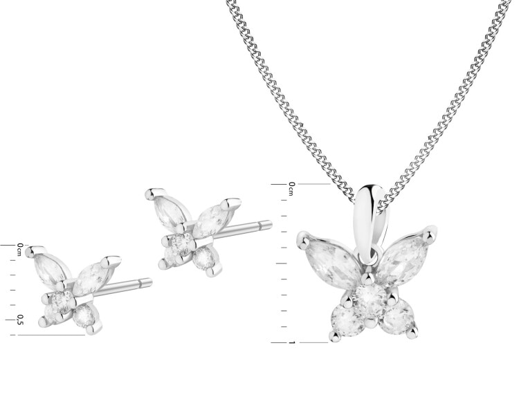 Rhodium Plated Silver Set with Cubic Zirconia