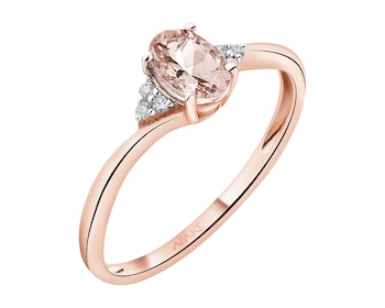 14 K Rhodium Plated Rose Gold Ring  - fineness 14 K