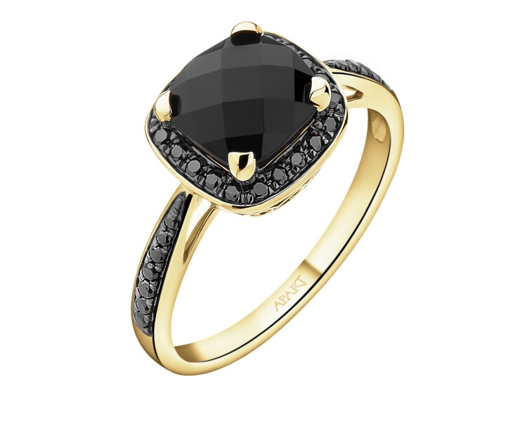 585 Yellow Gold Ruthenium-Plated Ring  - fineness 585