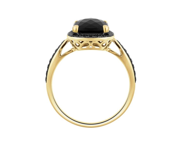 585 Yellow Gold Ruthenium-Plated Ring  - fineness 585