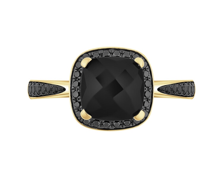 585 Yellow Gold Ruthenium-Plated Ring  - fineness 585