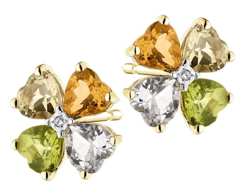 14 K Rhodium-Plated Yellow Gold Earrings  - fineness 14 K