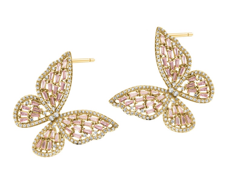 Gold-Plated Brass Earrings with Cubic Zirconia