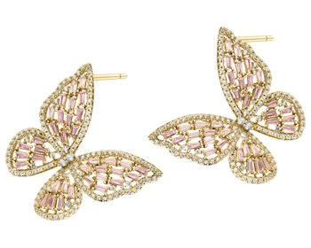 Gold-Plated Brass Earrings with Cubic Zirconia