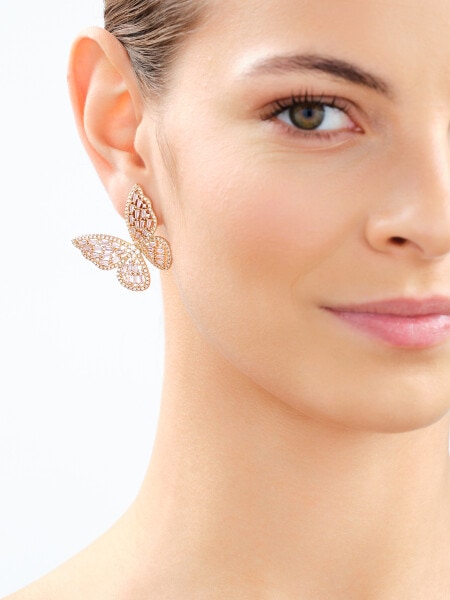 Gold-Plated Brass Earrings with Cubic Zirconia