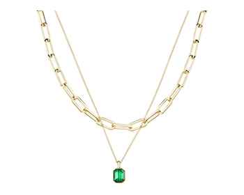 Gold-Plated Brass Necklace with Glass