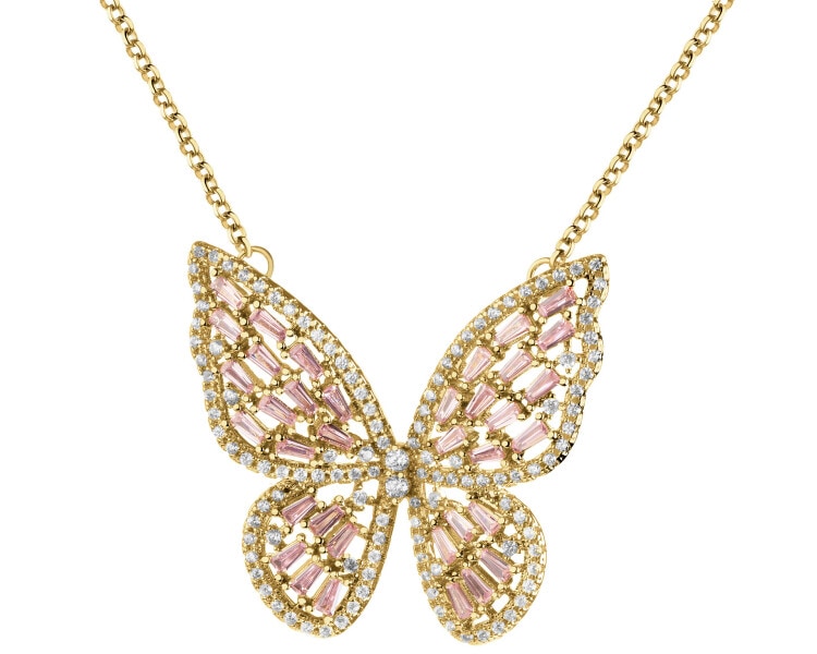 Gold-Plated Brass Necklace with Cubic Zirconia