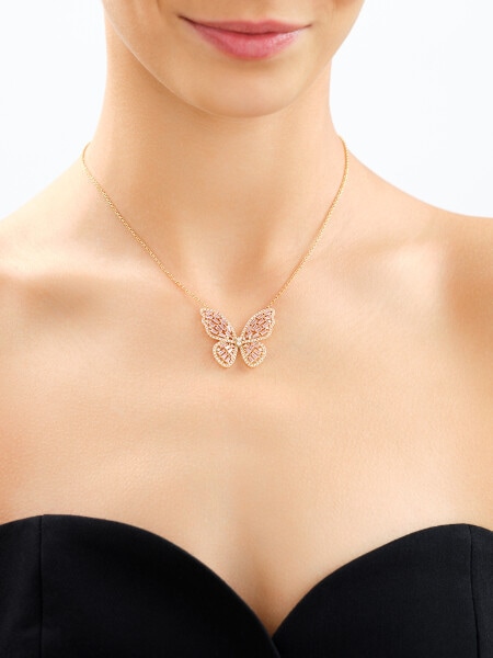 Gold-Plated Brass Necklace with Cubic Zirconia