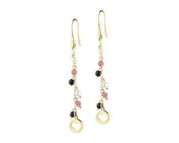 Gold-Plated Brass Dangling Earring with Agate