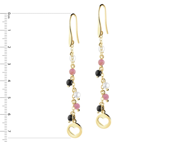 Gold-Plated Brass Dangling Earring with Agate