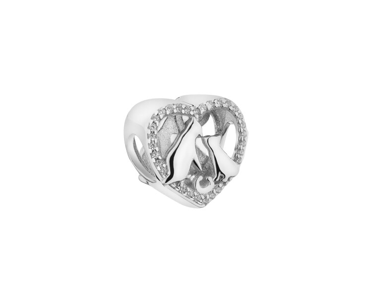 Pozlacený stříbrný přívěsek Beads se zirkony - kočky, srdce